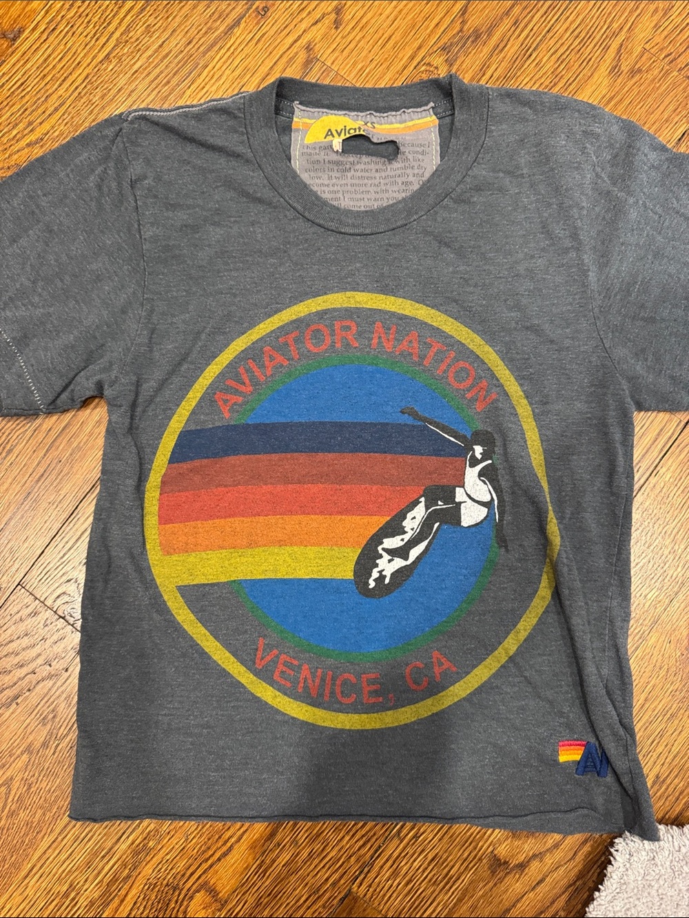 Aviator Nation Gray Short-Sleeve Retro Surf Graphic Tee